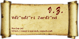 Vásári Zaránd névjegykártya